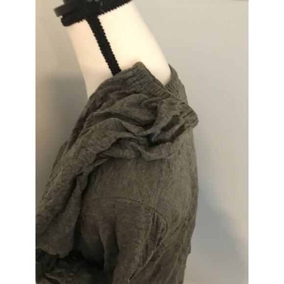 Sundance Women's Long-Sleeve Royal Rosie Olivenight Green Crinkle Top - Small - Picture 4 of 10